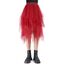 Tüllrock Damen Lang 80CM Elastische Tüll Rock Unregelmäßiges Netz Täglich, Abschlussball, Party(Taillenumfang: 60-78cm, Rot)