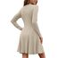 AUSELILY Strickkleid Damen Herbst Leichte A Linie Herbstkleid Langarm Kleider V Ausschnitt Winterkleid Elegant Pulloverkleid Aprikose M