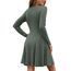 AUSELILY Strickkleid Damen Herbst Leichte A Linie Herbstkleid Langarm Kleider V Ausschnitt Winterkleid Elegant Pulloverkleid Dunkelgrün XL