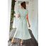 Awemeal Kleid Damen Sommer Elegant V-Ausschnitt Kurzarm Lang Sommerkleid Boho Blumenkleid mit Gürtel Rüschen Saum Wickelkleid Strandkleid A Linie Fließend Maxikleid （S, Grün）