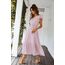 Awemeal Kleid Damen Sommer Elegant V-Ausschnitt Kurzarm Lang Sommerkleid Boho Blumenkleid mit Gürtel Rüschen Saum Wickelkleid Strandkleid A Linie Fließend Maxikleid （M, Rosa）