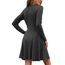AUSELILY Strickkleid Damen Herbst Leichte A Linie Herbstkleid Langarm Kleider V Ausschnitt Winterkleid Elegant Pulloverkleid Dunkelgrau 2XL