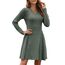 AUSELILY Strickkleid Damen Herbst Leichte A Linie Herbstkleid Langarm Kleider V Ausschnitt Winterkleid Elegant Pulloverkleid Dunkelgrün XL