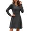 AUSELILY Strickkleid Damen Herbst Leichte A Linie Herbstkleid Langarm Kleider V Ausschnitt Winterkleid Elegant Pulloverkleid Dunkelgrau XL