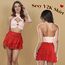 Neteson Minirock Damen Sexy Kurz Faltenrock mit Hose Mini Rock Sommer Spitze A-Linie Ruffle Skirt Y2k Plisseerock Rüschen Frauen Kurzer Röcke Fairycore Streetwear