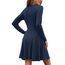 AUSELILY Strickkleid Damen Herbst Leichte A Linie Herbstkleid Langarm Kleider V Ausschnitt Winterkleid Elegant Pulloverkleid Marineblau L