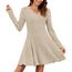 AUSELILY Strickkleid Damen Herbst Leichte A Linie Herbstkleid Langarm Kleider V Ausschnitt Winterkleid Elegant Pulloverkleid Aprikose S