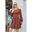 Hotouch Strickkleid Damen Winter Kleider Langarm Kleid Weihnachten Knielang Winterkleid Weihnachtskleid Rundhals Herbstkleid mit Taschen A-Linie Blusenkleid Karamell S
