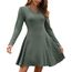 AUSELILY Strickkleid Damen Herbst Leichte A Linie Herbstkleid Langarm Kleider V Ausschnitt Winterkleid Elegant Pulloverkleid Dunkelgrün 2XL