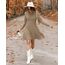 AUSELILY Strickkleid Damen Herbst Leichte A Linie Herbstkleid Langarm Kleider V Ausschnitt Winterkleid Elegant Pulloverkleid Hellbraun XL
