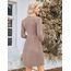 Hotouch Damen Kleider Winter Strickkleid Langarm Kleid Puff Leicht Winterkleid Rundhals Herbstkleid Knielang Weihnachtskleid A Linie Blusenkleid mit Taschen Khaki L