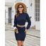 Zeagoo Strickkleid Damen Elegant Langarm Figurbetontes Kleid Rippstrick Rollkragen Pulloverkleid Bequem Warm Pullikleid Für Winter Party Navy XXL
