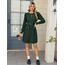 Zeagoo Herbstkleid Damen Dünne Strickkleid Langarm Kleider Puff Pulloverkleid Casual Winterkleid Rundhals Tunika Kleid mit Taschen Grün XL