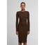 Urban Classics Damen Kleid Ladies Rib Dress, figurbetontes, hochgeschlossenes Rippenkleid, Langarm Kleid, Größen XS - XL