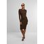 Urban Classics Damen Kleid Ladies Rib Dress, figurbetontes, hochgeschlossenes Rippenkleid, Langarm Kleid, Größen XS - XL