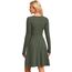 AUSELILY Langarm Strickkleid Damen Rundhalsausschnitt Pullover Kleid Gestrickt Herbstkleid Damen mit Taschen Armeegrün XL