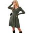 AUSELILY Langarm Strickkleid Damen Rundhalsausschnitt Pullover Kleid Gestrickt Herbstkleid Damen mit Taschen Armeegrün XXL