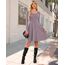 AUSELILY Langarm Strickkleid Damen Rundhalsausschnitt Pullover Kleid Gestrickt Herbstkleid Damen mit Taschen Grau Rosa M