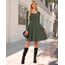 AUSELILY Langarm Strickkleid Damen Rundhalsausschnitt Pullover Kleid Gestrickt Herbstkleid Damen mit Taschen Armeegrün XXL