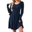 AUSELILY Langarm Strickkleid Damen Rundhalsausschnitt Pullover Kleid Gestrickt Herbstkleid Damen mit Taschen Marineblau S