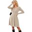 AUSELILY Langarm Strickkleid Damen Rundhalsausschnitt Pullover Kleid Gestrickt Herbstkleid Damen mit Taschen Untiefe Aprikose XL