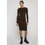 Urban Classics Damen Kleid Ladies Rib Dress, figurbetontes, hochgeschlossenes Rippenkleid, Langarm Kleid, Größen XS - XL