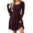 AUSELILY Langarm Strickkleid Damen Rundhalsausschnitt Pullover Kleid Gestrickt Herbstkleid Damen mit Taschen Weinrot S