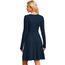 AUSELILY Langarm Strickkleid Damen Rundhalsausschnitt Pullover Kleid Gestrickt Herbstkleid Damen mit Taschen Marineblau L