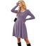 AUSELILY Langarm Strickkleid Damen Rundhalsausschnitt Pullover Kleid Gestrickt Herbstkleid Damen mit Taschen Hellviolett M