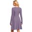 AUSELILY Langarm Strickkleid Damen Rundhalsausschnitt Pullover Kleid Gestrickt Herbstkleid Damen mit Taschen Hellviolett S