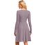 AUSELILY Langarm Strickkleid Damen Rundhalsausschnitt Pullover Kleid Gestrickt Herbstkleid Damen mit Taschen Grau Rosa M