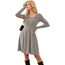 AUSELILY Langarm Strickkleid Damen Rundhalsausschnitt Pullover Kleid Gestrickt Herbstkleid Damen mit Taschen Khaki M