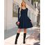 AUSELILY Langarm Strickkleid Damen Rundhalsausschnitt Pullover Kleid Gestrickt Herbstkleid Damen mit Taschen Marineblau S