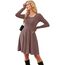 AUSELILY Langarm Strickkleid Damen Rundhalsausschnitt Pullover Kleid Gestrickt Herbstkleid Damen mit Taschen Russisch Rot XXL