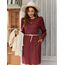 Zeagoo Strickkleid Damen Langarm Kleid Rundhals Herbstkleid Elegant Pulloverkleid Winterkleid mit Taschen Casual Tunikakleid Rot XXL