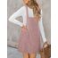 CUPSHE Damen Latzrock Quadratischer Ausschnitt Taschen Cord Latzkleid Overallkleid Freizeitkleider Corduroy Mini Overall Dress Helles Violett M