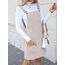 CUPSHE Damen Latzrock Quadratischer Ausschnitt Taschen Cord Latzkleid Overallkleid Freizeitkleider Corduroy Mini Overall Dress Aprikose S