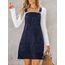 CUPSHE Damen Latzrock Quadratischer Ausschnitt Hosenträger Taschen Cord Latzkleid Overallkleid Freizeitkleider Corduroy Mini Dress Weinrot L