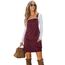 CUPSHE Damen Latzrock Quadratischer Ausschnitt Hosenträger Taschen Cord Latzkleid Overallkleid Freizeitkleider Corduroy Mini Dress Weinrot XS