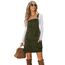CUPSHE Damen Latzrock Quadratischer Ausschnitt Taschen Cord Latzkleid Overallkleid Freizeitkleider Corduroy Mini Dress Olivgrün L