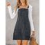 CUPSHE Damen Latzrock Quadratischer Ausschnitt Hosenträger Taschen Cord Latzkleid Overallkleid Freizeitkleider Corduroy Mini Dress Weinrot XL