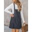 CUPSHE Damen Latzrock Quadratischer Ausschnitt Hosenträger Taschen Cord Latzkleid Overallkleid Freizeitkleider Corduroy Mini Dress Weinrot M