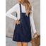 CUPSHE Damen Latzrock Quadratischer Ausschnitt Hosenträger Taschen Cord Latzkleid Overallkleid Freizeitkleider Corduroy Mini Dress Weinrot S