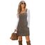 CUPSHE Damen Latzrock Quadratischer Ausschnitt Hosenträger Taschen Cord Latzkleid Overallkleid Freizeitkleider Corduroy Mini Dress