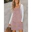 CUPSHE Damen Latzrock Quadratischer Ausschnitt Taschen Cord Latzkleid Overallkleid Freizeitkleider Corduroy Mini Overall Dress Helles Violett L
