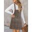 CUPSHE Damen Latzrock Quadratischer Ausschnitt Hosenträger Taschen Cord Latzkleid Overallkleid Freizeitkleider Corduroy Mini Dress