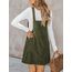 CUPSHE Damen Latzrock Quadratischer Ausschnitt Taschen Cord Latzkleid Overallkleid Freizeitkleider Corduroy Mini Dress Olivgrün L