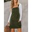 CUPSHE Damen Latzrock Quadratischer Ausschnitt Taschen Cord Latzkleid Overallkleid Freizeitkleider Corduroy Mini Dress Olivgrün M