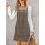 CUPSHE Damen Latzrock Quadratischer Ausschnitt Hosenträger Taschen Cord Latzkleid Overallkleid Freizeitkleider Corduroy Mini Dress