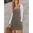 CUPSHE Damen Latzrock Quadratischer Ausschnitt Hosenträger Taschen Cord Latzkleid Overallkleid Freizeitkleider Corduroy Mini Dress